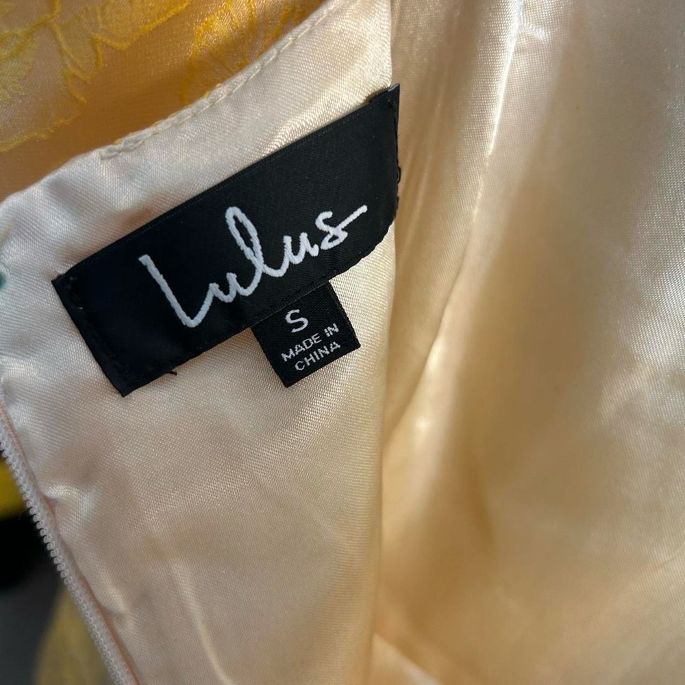 Lulus Bright Blooms Champagne Yellow Floral Jacquard Maxi Dress💛 Small - Picture 8 of 12